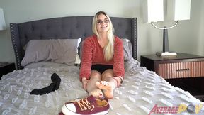 big tit blonde amateur sabrina may gives first footjob