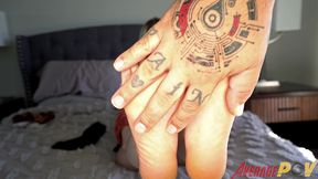 big tit blonde amateur sabrina may gives first footjob