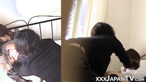 Japanese  lets her BF touch her snatch