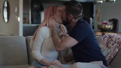 Bearded dude fucks the ass of pink haired shemale stepdaughter