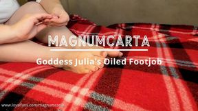 "Goddess Julia's Oiled Footjob"- Full Video