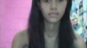 Slender leggy brunette girlie flashed tits and fingerfucked herself