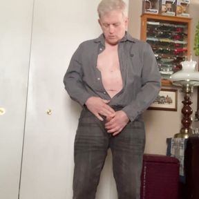 Daddy masturbating standing up