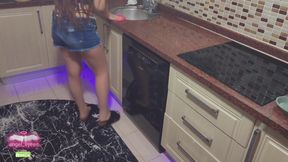 Sexy hot girl is cooking in the kitchen part 35