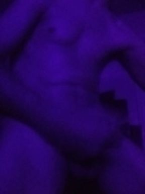 Masturbating my big cock and touching myself under blacklight