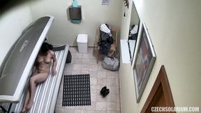 ”Brunette Hot Hottie Relaxing in Solarium”
