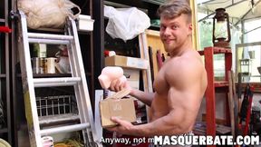 Hot solo masturbation with muscular big cocked stud