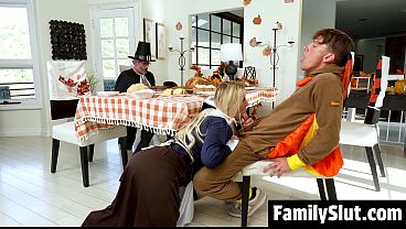 Stepdad Stares at His Stepdaughters Bare Pussy Under the Table and Gets His Hard Dick Sucked - Familyslut