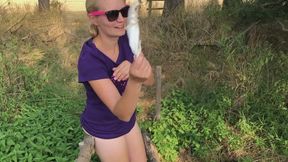 Pissing in the Open Air with a Juicy Pussy Close-Up