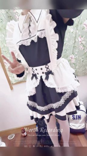 Crossdresser White Stocking and Maid