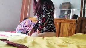 Stepmother and stepson exchange caresses and then have sex at home. They are unfaithful