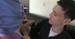 My skinny stepbrother grills my fat horny sausage