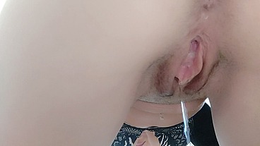 my long and hot pee does not remain alone: it has so much hot air to keep her company