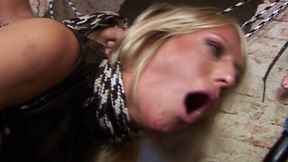 Blonde MILF in Latex Worships Throbbing Cock