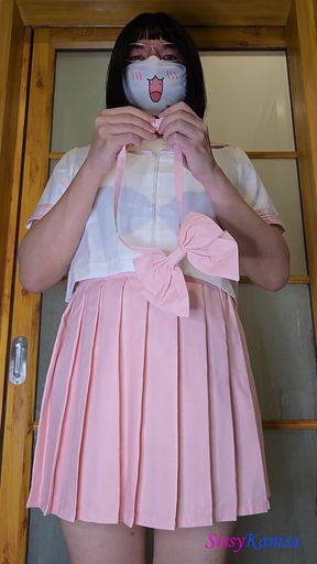 Sissy Kanisa's Fitting Room: Try on Pink Seifuku (japanese Sailor College Uniform)