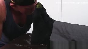 Feet worship with older Step daddy and young handsome jock