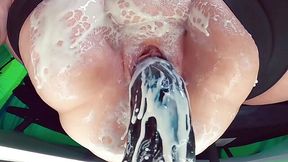 Milf pussy dripping cream from BBC Dildo fuck - Close Up