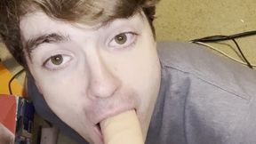 huge dildo explodes all over my cute twink face