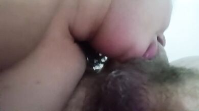 Her lips melt your cock while she gags on your thick load