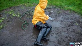 Slippery Pvc Garden Wank Hose, Mud & Shiny Rubber Waders