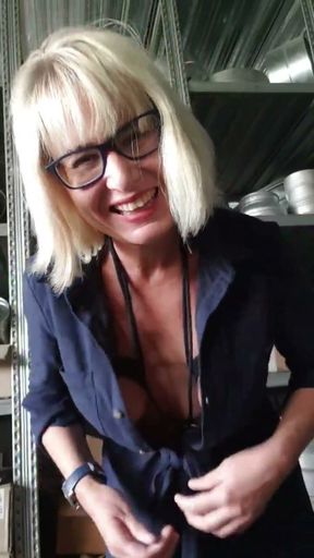 Loud public orgasm mechanic warehouse   Clip 1