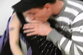 Tattooed blonde chick from Germany gets banged by two dudes