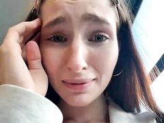 Playful Brunette Teasing with 'Yes They Are Real' Top on Public Transit & Outdoors