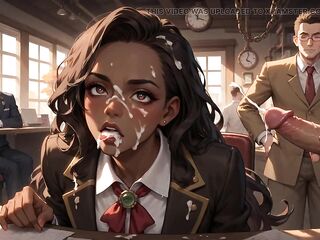 A Steamy Ebony Dude Hits a College Angel, Splattering Gravy on Her Face. at the Same Time, This chap Has an Climax on the Desk!