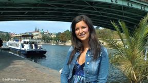 Katie Oliver appears naked on the streets of Prague