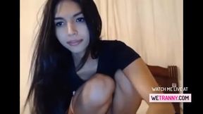 Beautiful tranny teen cums on cam