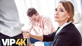 "TUTOR4K. Boy doesnt want to pay debt off and stepmom serves studs cock"