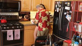 CARETAKER LONI LEGEN WITH THE OLD MAN IN THE KITCHEN