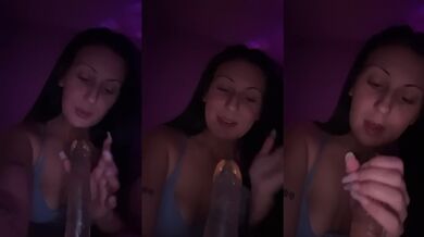 Swedish teen brunette talks naughty in Swedish while playing with her dildo