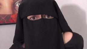 ”Cum on her black niqab”