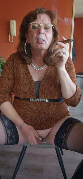 Drinking a nice glass of champagne while enjoying a cigar   Clip 1
