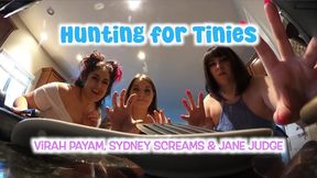 Hunting for Tinies - Ravenous Giantesses Miss Jane Judge, Sydney Screams and Virah Payam Want Tiny People to Devour - GTSV, Vore POV, Giants - VR 360 MP4