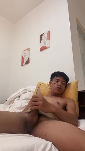 Filipino Twink Gets Hard, Jerking off to Explosive Cumshot