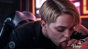 a successful businesswoman doubles as a whore for old perverts in a cyberpunk world [ai]