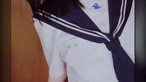Cute Girl Toys with Huge Tits in Sailor Uniform
