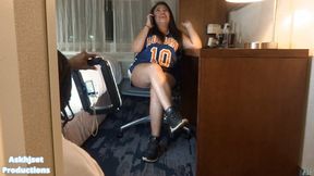 Latina Basketball Player Talking On Phone About A Kreep, Her Feet And Her Sneakers (Alternate Angle- Behind The Scenes)