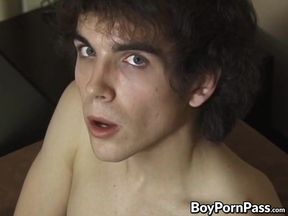 Hairy twink Logan Miles solo jerking off before big cumshot