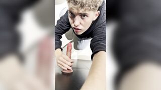 Lad deepthroats your weenie in the public rest room