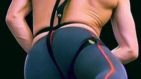 4 ai stretching scenes in one - stretching in tights, straps, undies and more...