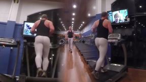 Guy in white spandex at the gym