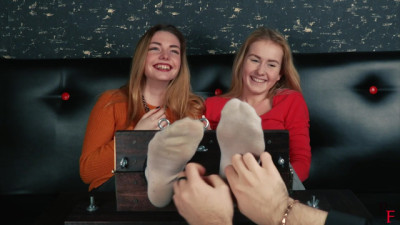 Classic tickling of two girls + tickling torture by feet