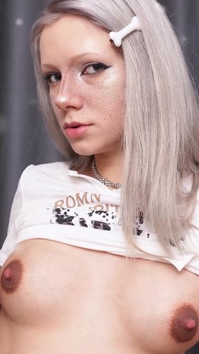 Swallows Sperm and Smears It All Over Her Tits!