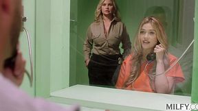 Threesome fuck in a prison with MILF Guard Andie Anderson and inmate Angie Faith