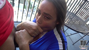 Sexy Carmela Clutch Gets A Mouthful On Balcony
