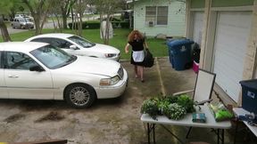 Naughty maid Brittney forgot her lipstick in car is made to go out