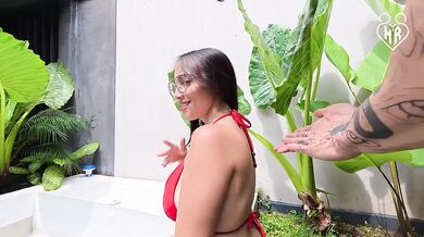 gets fucked raw by the pool cleaner while her husband watches
